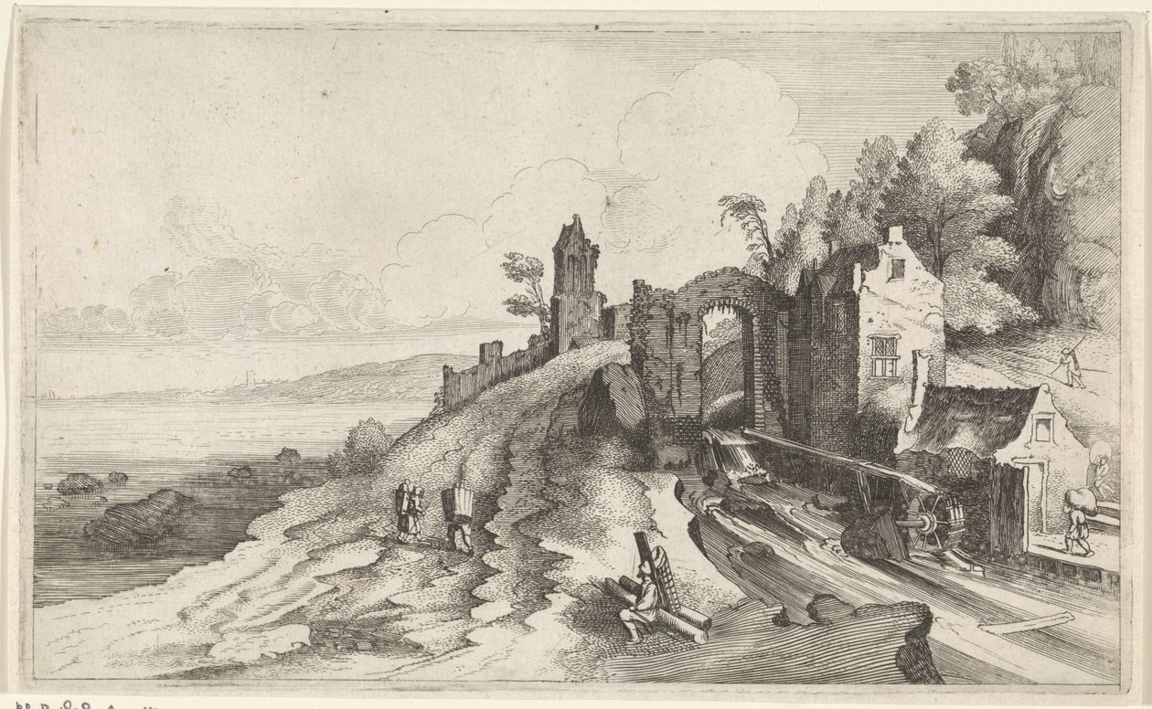 Paesaggio costiero con un mulino ad acqua (Zeegezichten) da Jan van de Velde (II)
