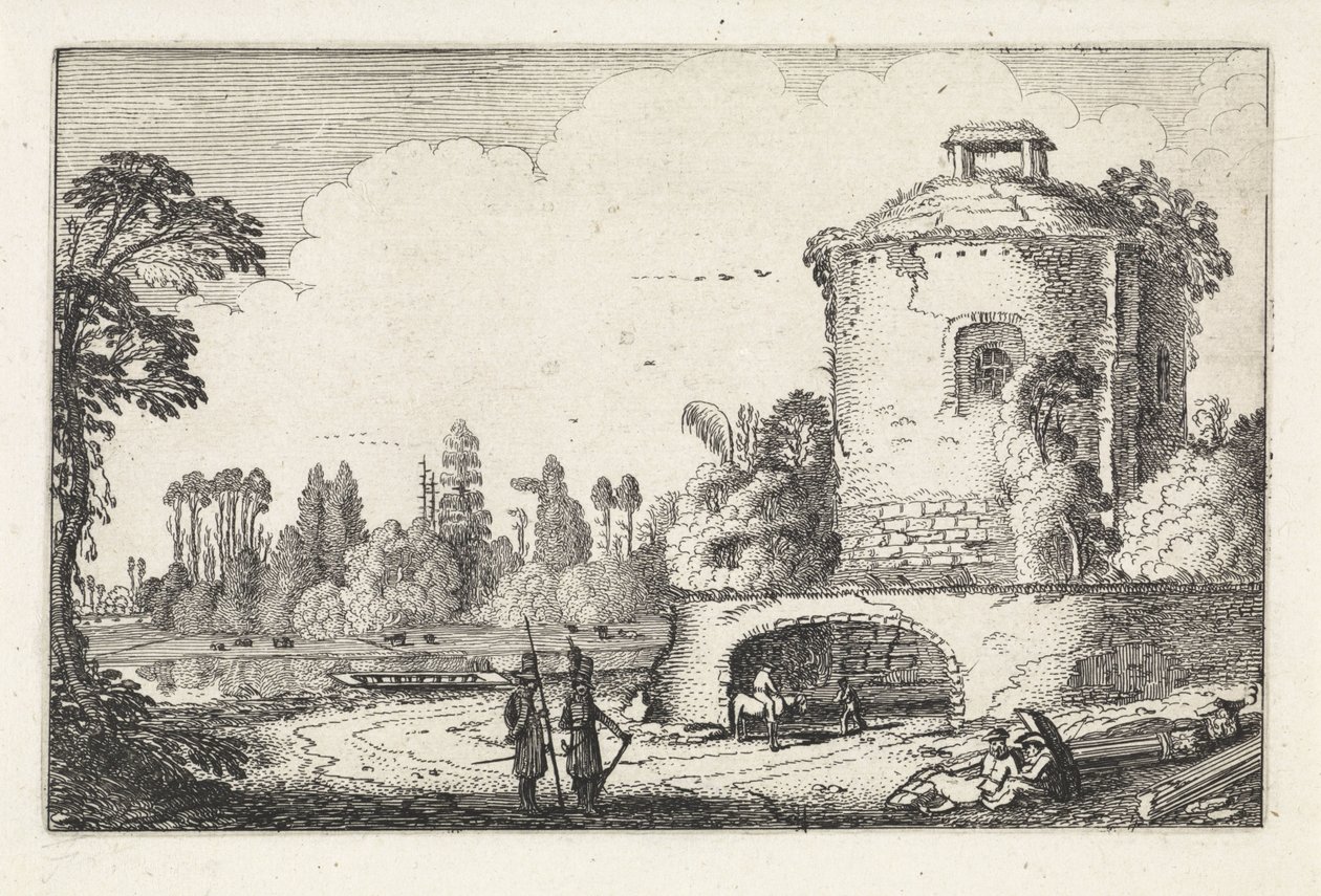 Paesaggio con una torre rotonda da Jan van de Velde (II)