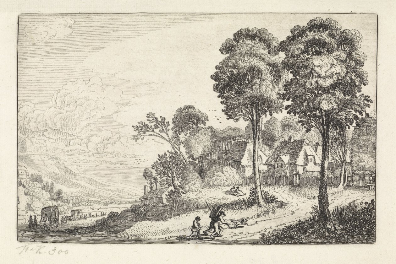 Viaggiatori su un sentiero presso un villaggio da Jan van de Velde (II)