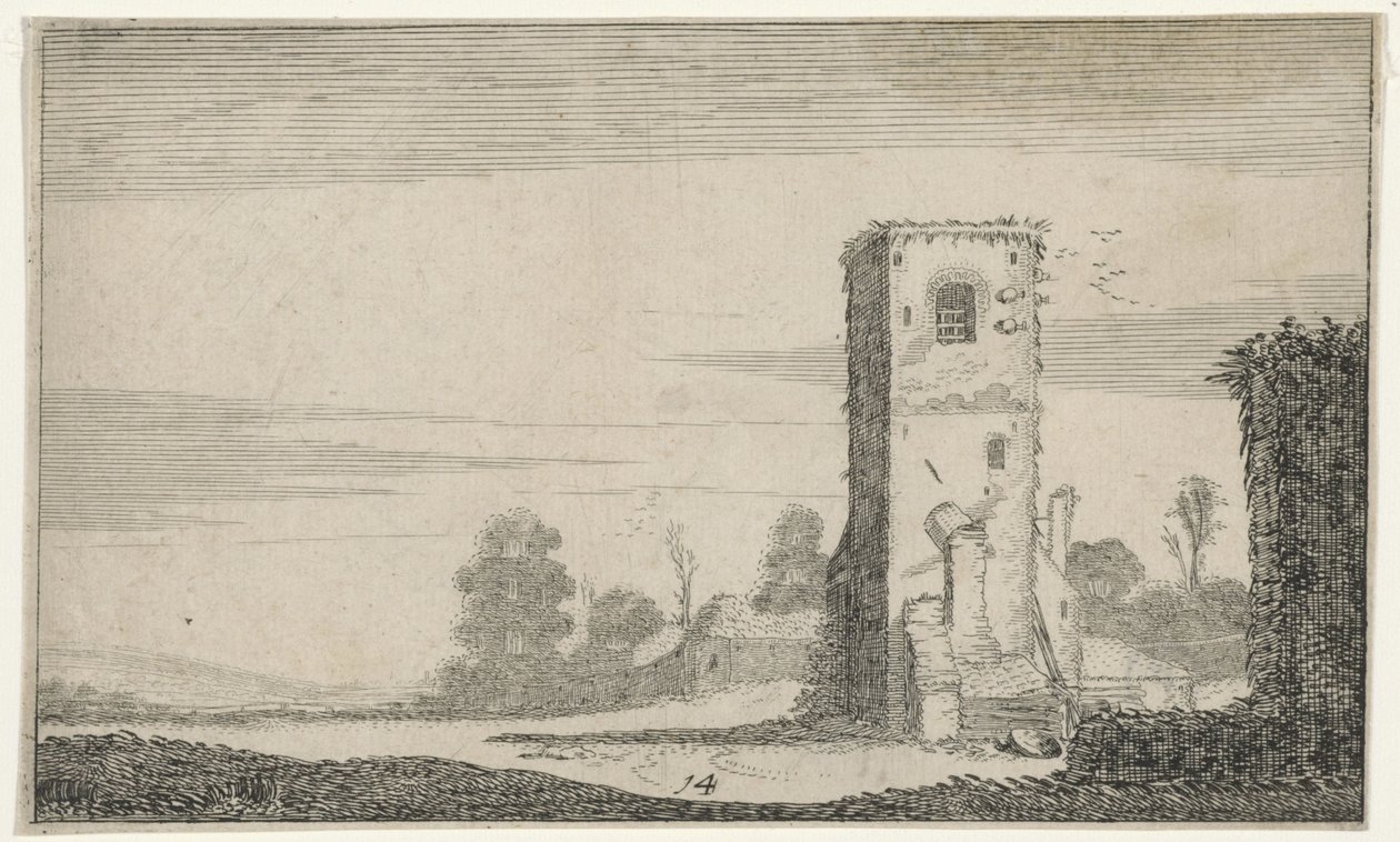 Rovine di una torre in un paesaggio da Jan van de Velde (II)