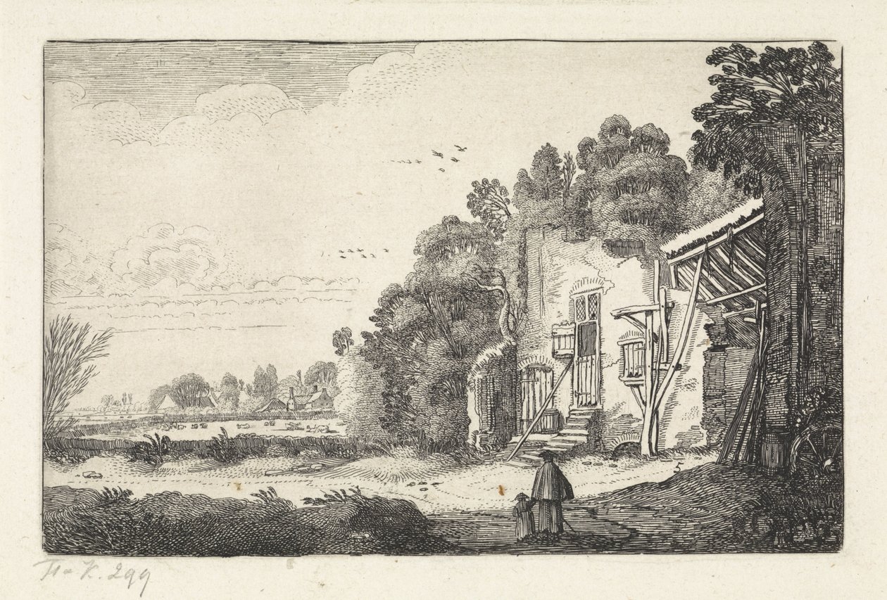 Donna con bambino vicino a una rovina di una casa da Jan van de Velde (II)