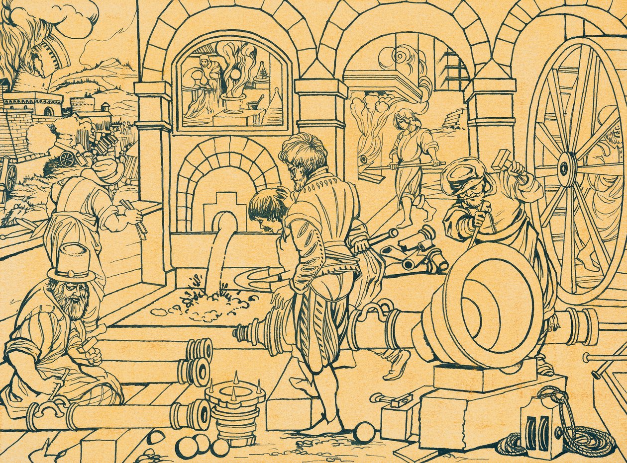 Fonderia di cannoni da Jan van der (1523 1605) Straet