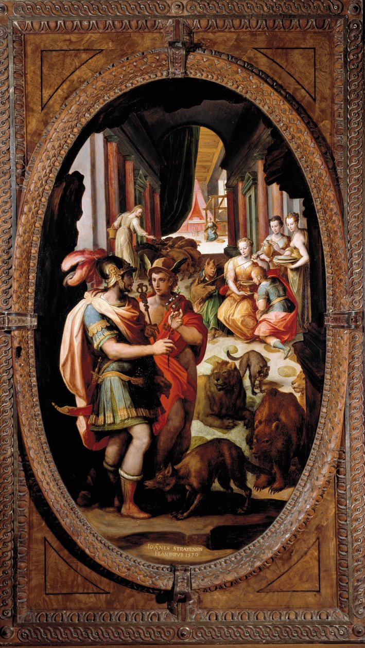 Ulisse, Mercurio e Circe. Con i compagni di Ulisse trasformati in maiali da Jan van der Straet