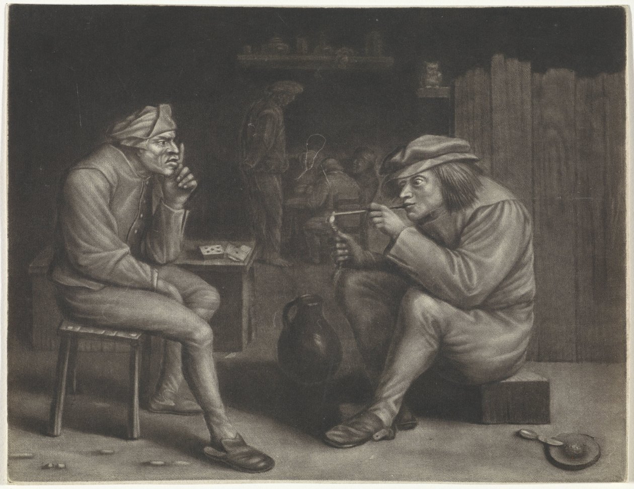 Scena di taverna con uomo che accende una pipa da Jan van der Bruggen