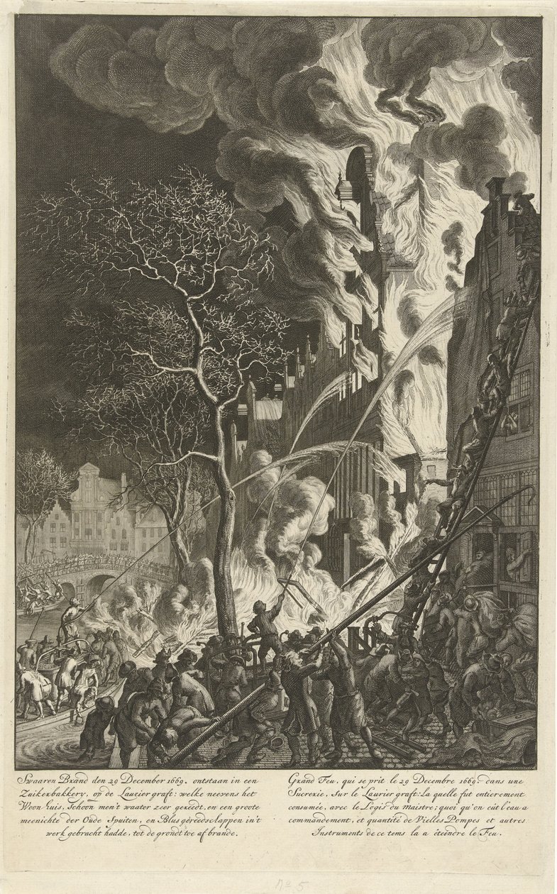 Incendio al Lauriergracht ad Amsterdam, 1669 da Jan van der Heyden (attributed to)