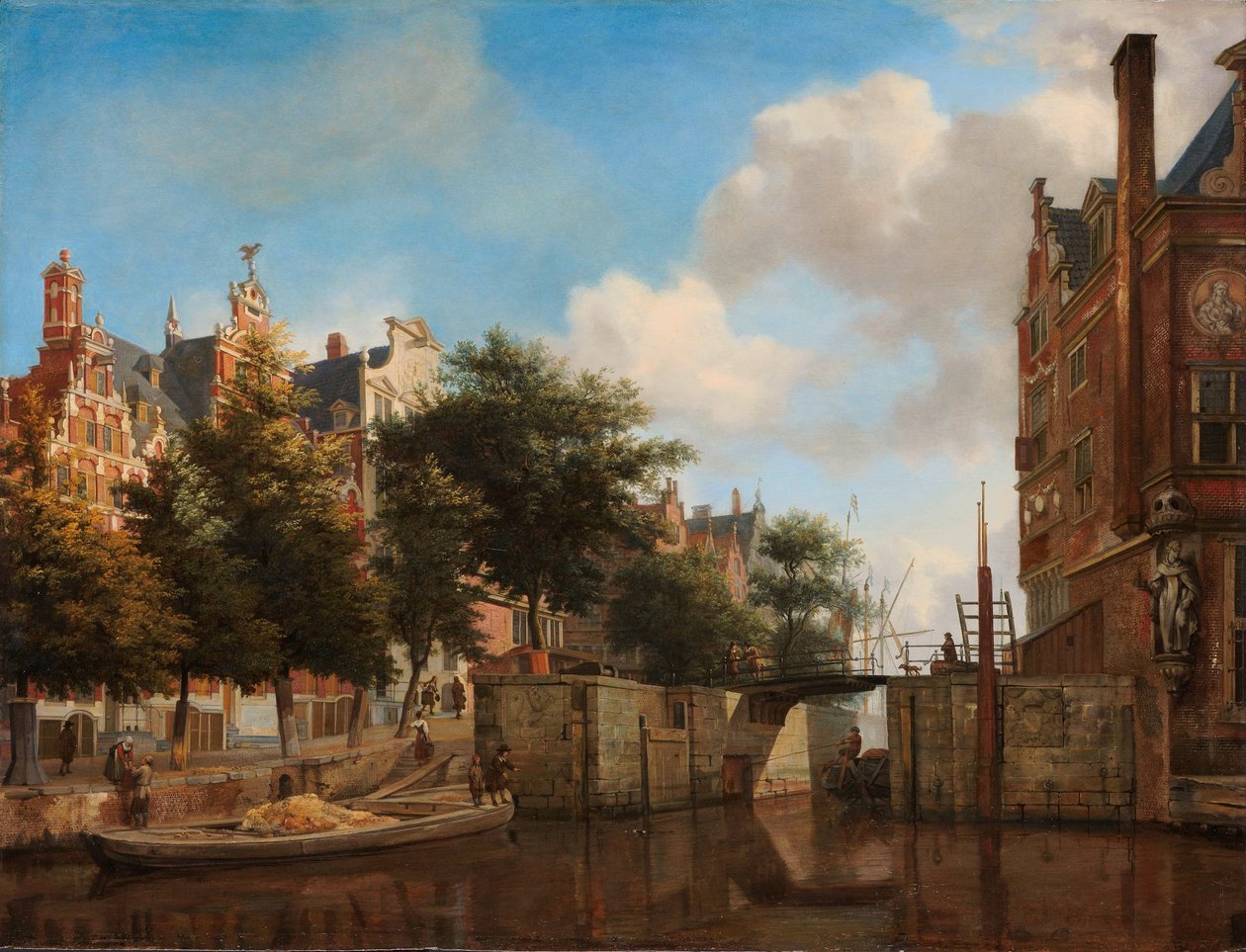 Veduta della città di Amsterdam con case sull