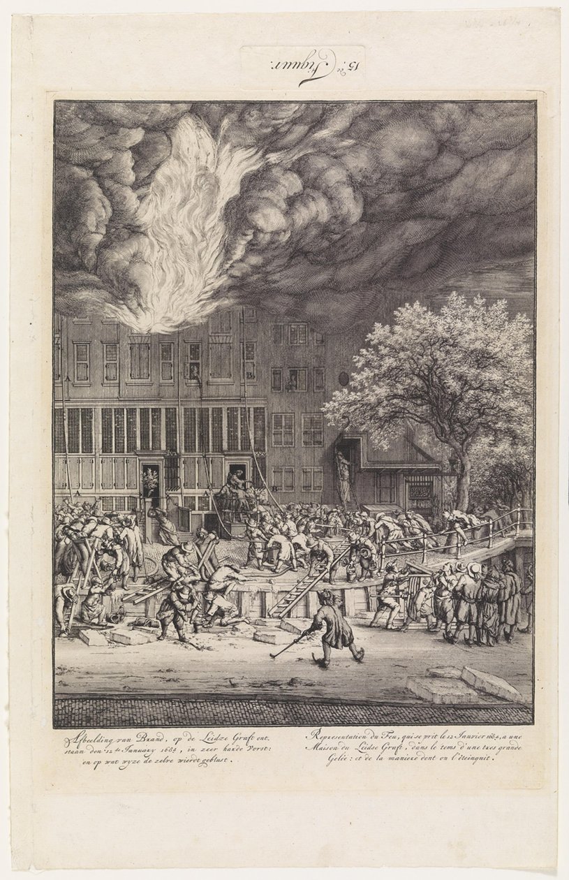 Incendio sul Leidschegracht, 1684 da Jan van der Heyden