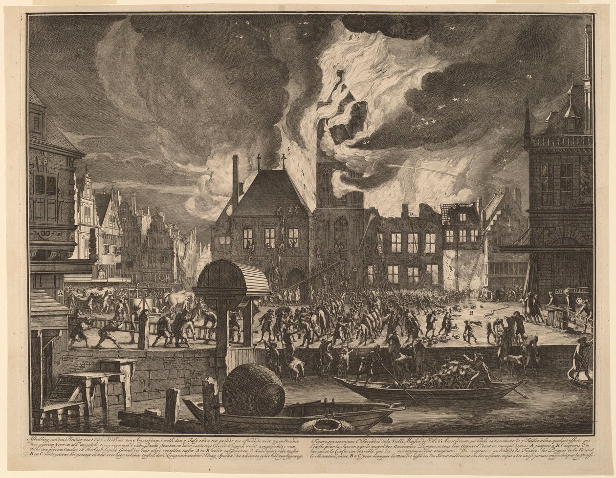 Incendio del vecchio municipio di Amsterdam da Jan van der Heyden
