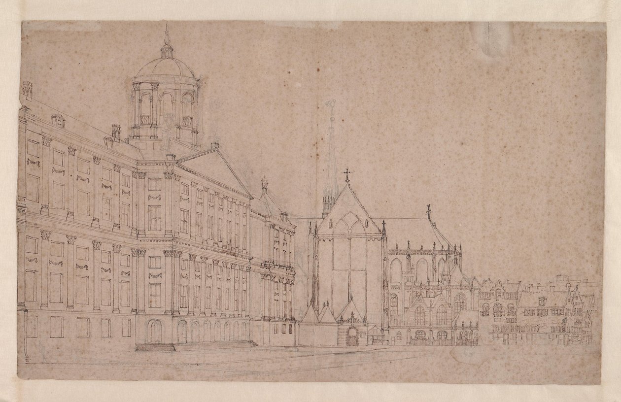 Piazza Dam con il Nuovo Municipio da Jan van der Heyden