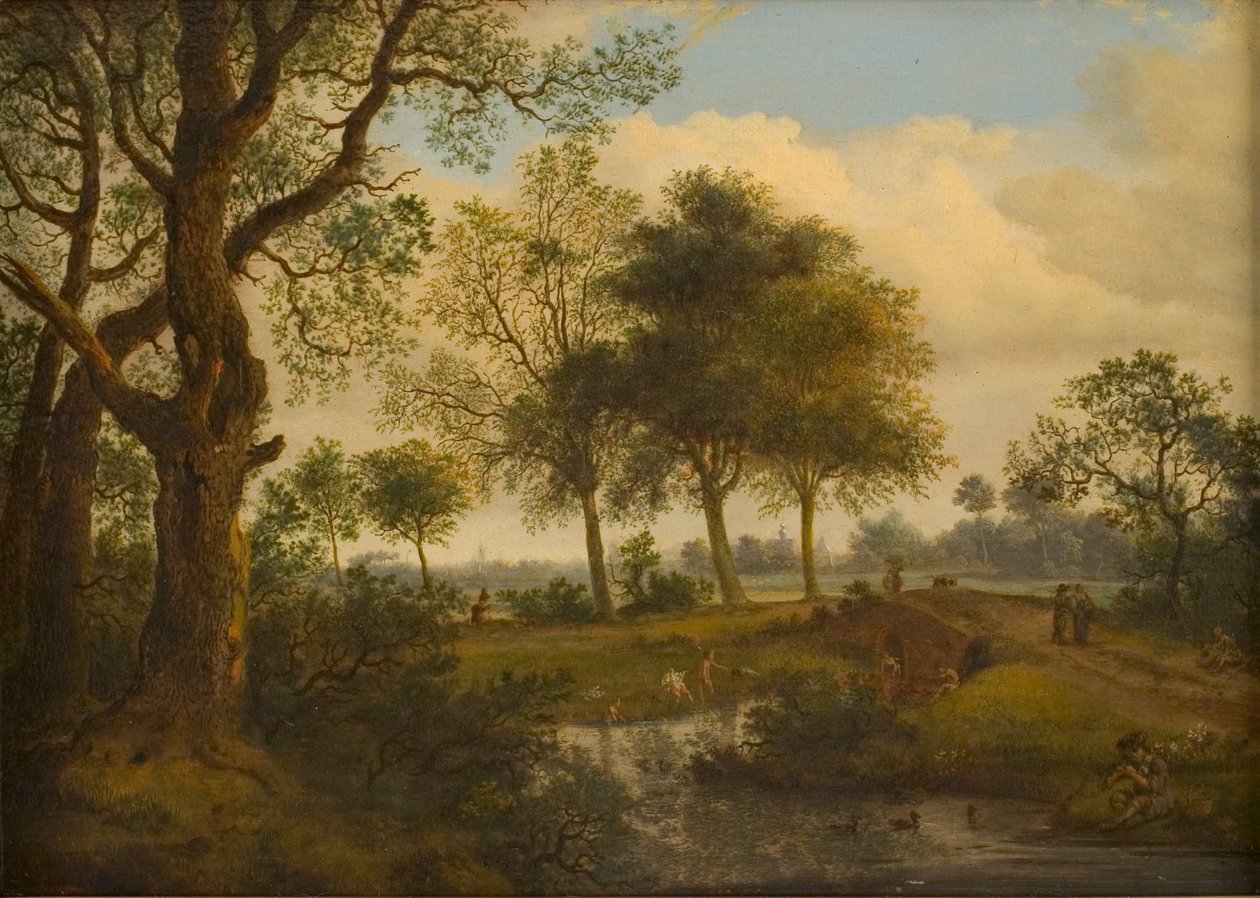 Paesaggio con bagnanti da Jan van der Heyden