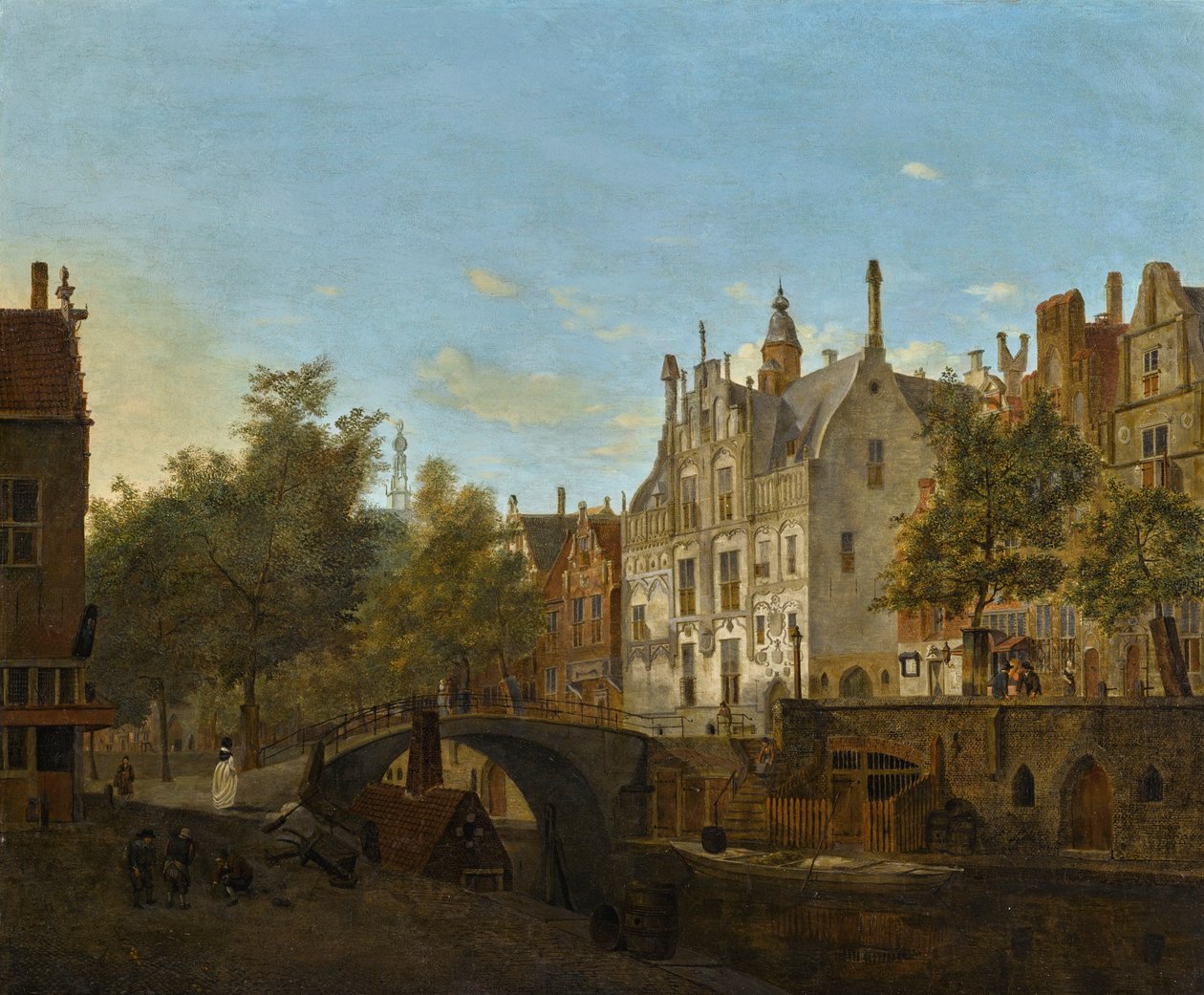 Vista della Oude Delft con la Gemeenlandshuis da Jan van der Heyden