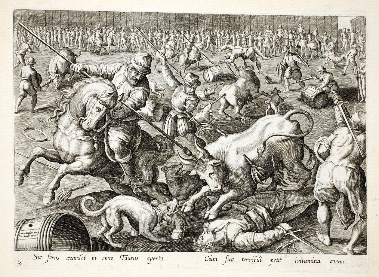 Una corrida di massa in un recinto, illustrazione da 