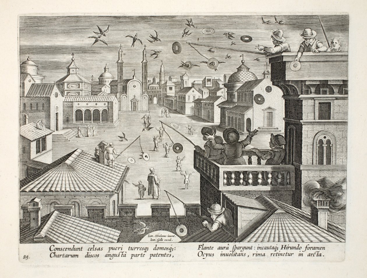 Catturare rondini usando dischi specchiati con fori, tavola 77, illustrazione da 