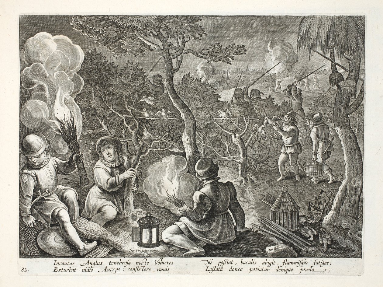 Cacciatori di uccelli di notte da Jan van der Straet