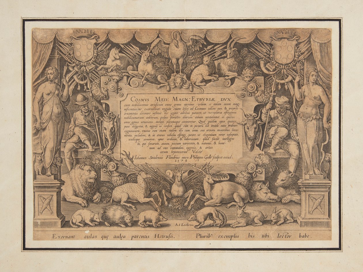 Pagina Dedicata del set "Mediceae familiae rerum feliciter gestarum Victoria et triumphi" da Jan van der Straet, called Stradanus