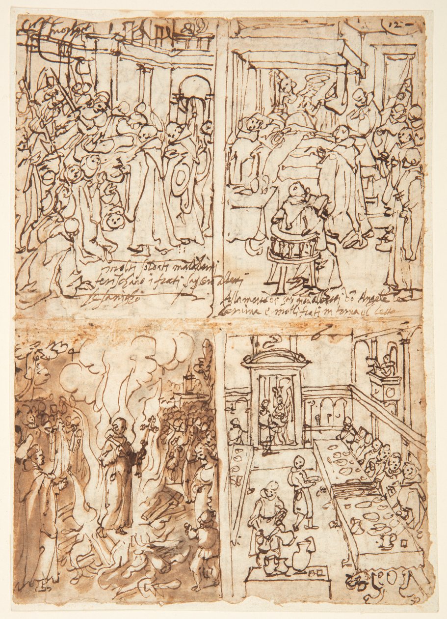 Otto scene della vita di San Giovanni Gualberto (recto e verso) da Jan van der Straet, called Stradanus