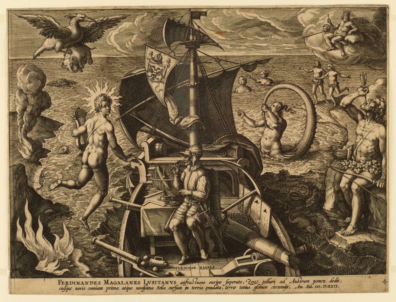 Ferdinandes Magalanes Lusitanus, tavola 4 da "Americae Retectio" da Jan van der Straet, called Stradanus
