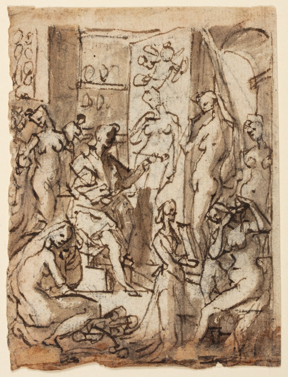 Recto: Zeuxis dipinge Elena; Verso: Studi di figure per un