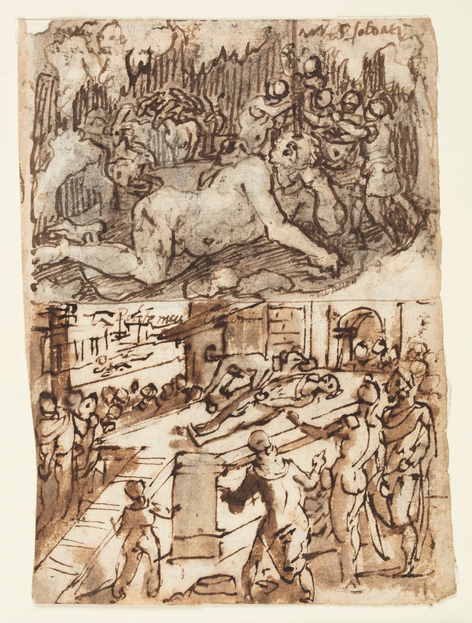 Pagina di taccuino con accecamento del Ciclope da Jan van der Straet, called Stradanus