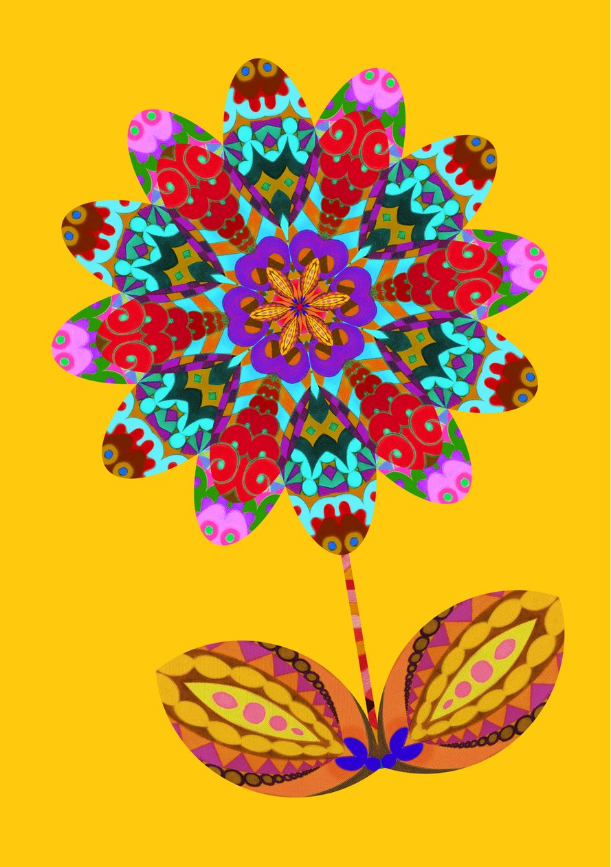 Ritaglio di Fiore su Giallo, 2020 da Jane Tattersfield