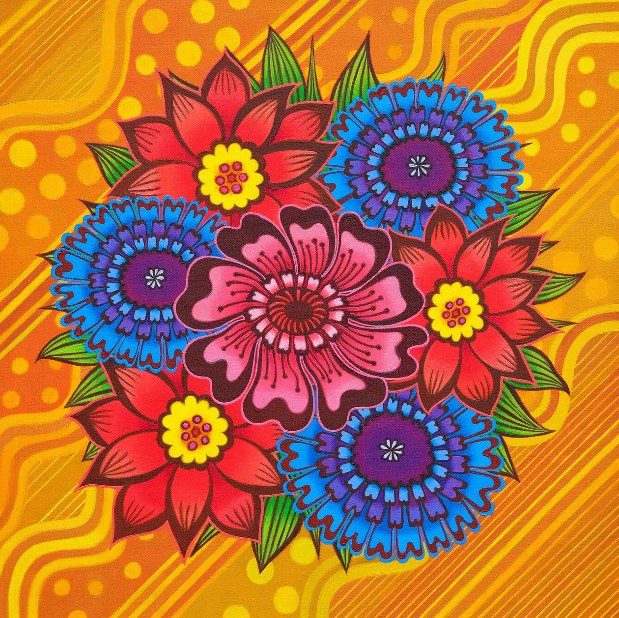Fiori su giallo da Jane Tattersfield