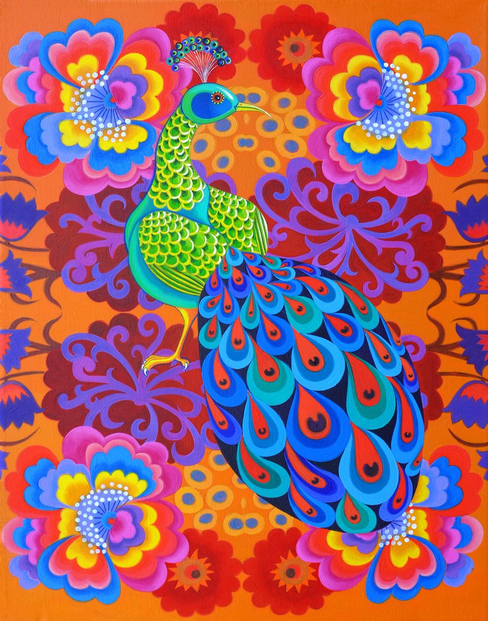 Pavone con fiori, 2015 da Jane Tattersfield
