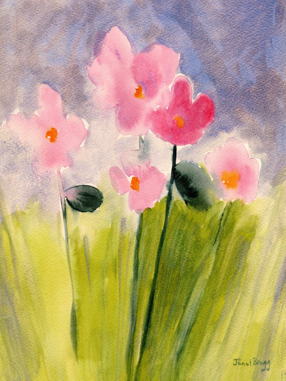 Fiori nel frattempo, 2024 circa (acquerello su carta) da Janel Bragg