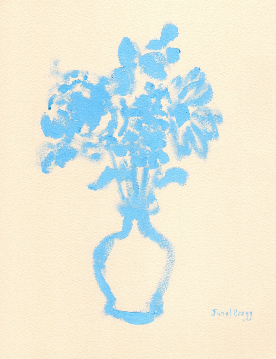 Natura morta in blu e crema, 2025 circa (acquerello su carta) da Janel Bragg