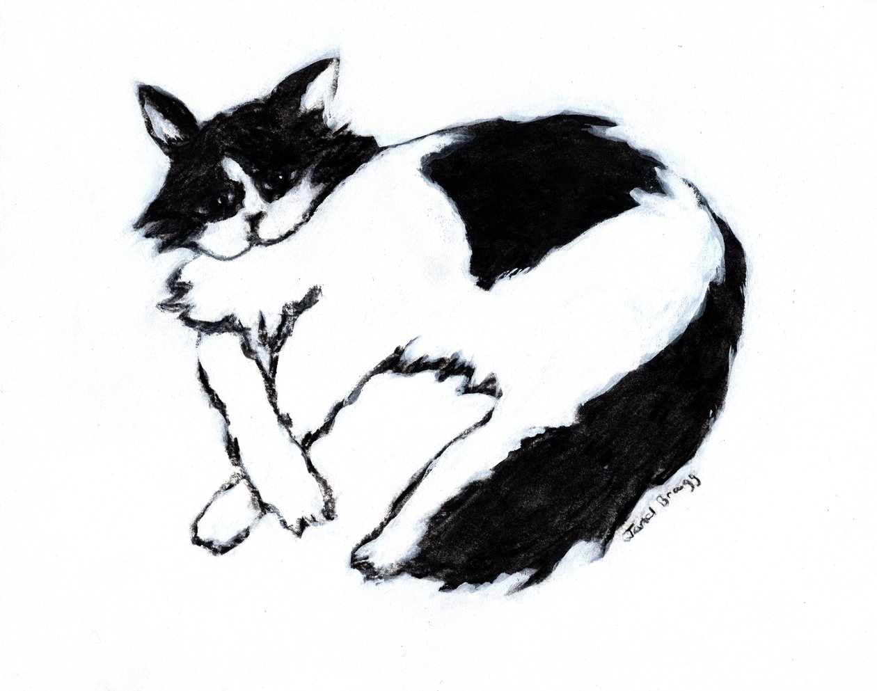 Thomas Lounging II, c. 2019 (tecnica mista su carta) da Janel Bragg