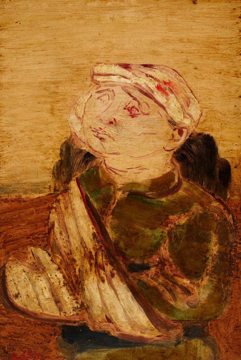 Ferito - Ritratto di uomo con berretto (acrilico su carta su tavola) da Jankel Adler