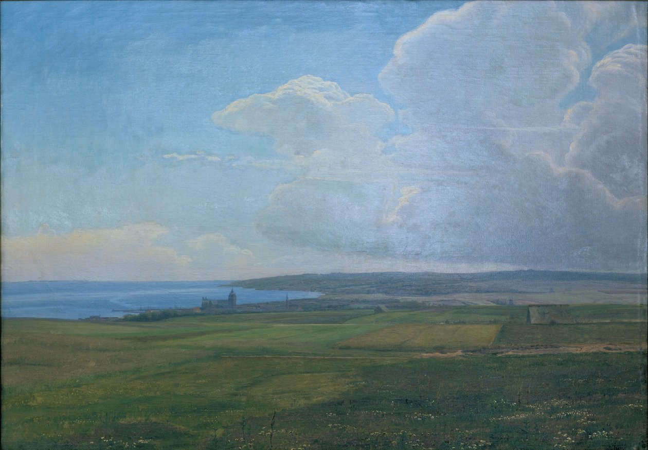 Vista verso Århus dal campo di Vorregård da Janus La Cour