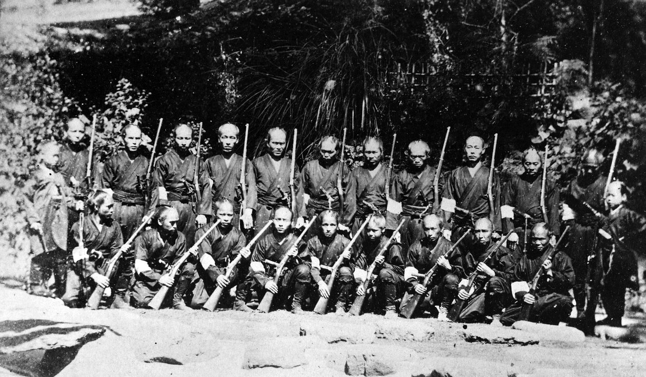 Truppa di soldati giapponesi, c.1860 da Japanese Photographer
