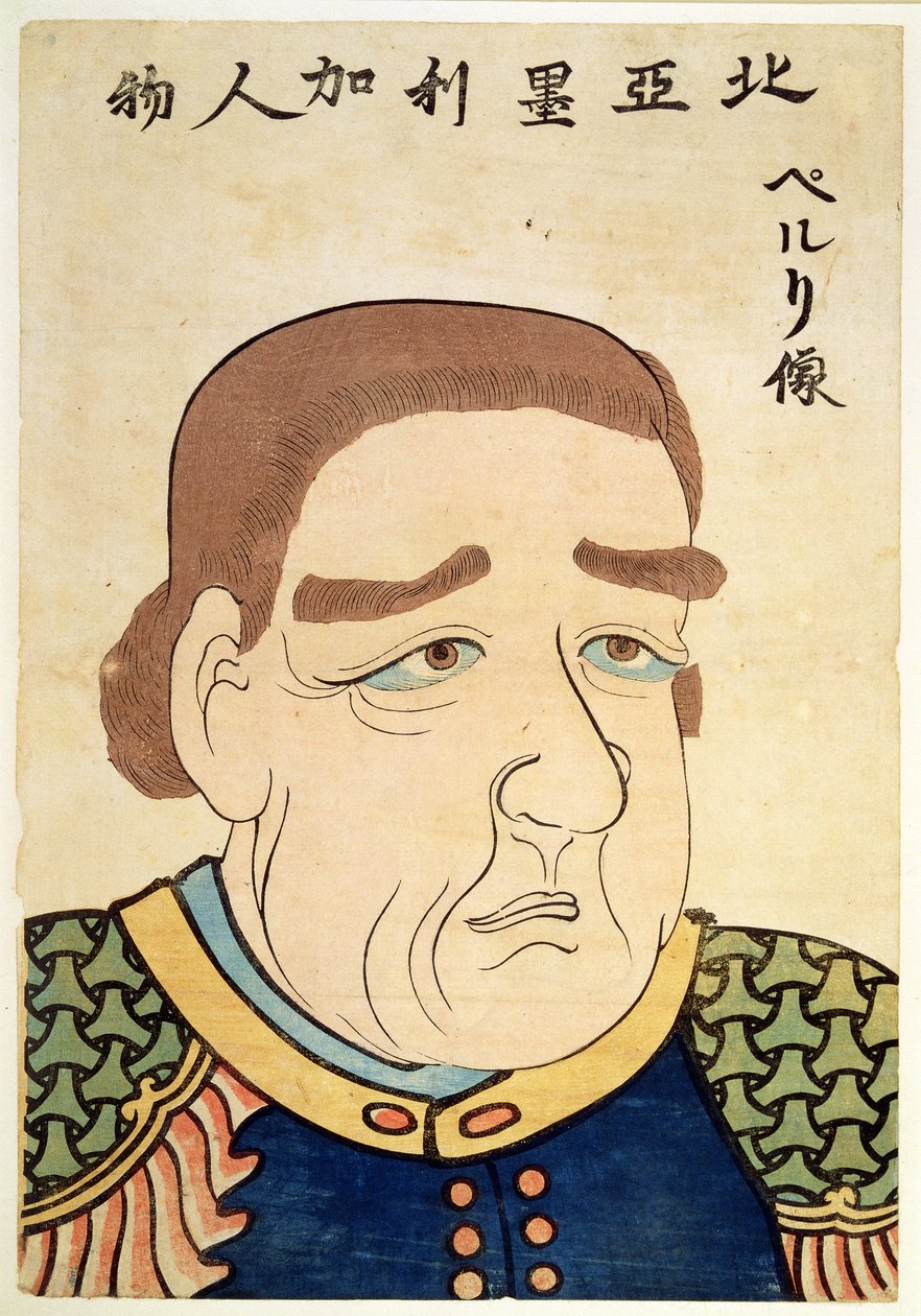 Ritratto di Perry, un nordamericano (litografia a colori) da Japanese School