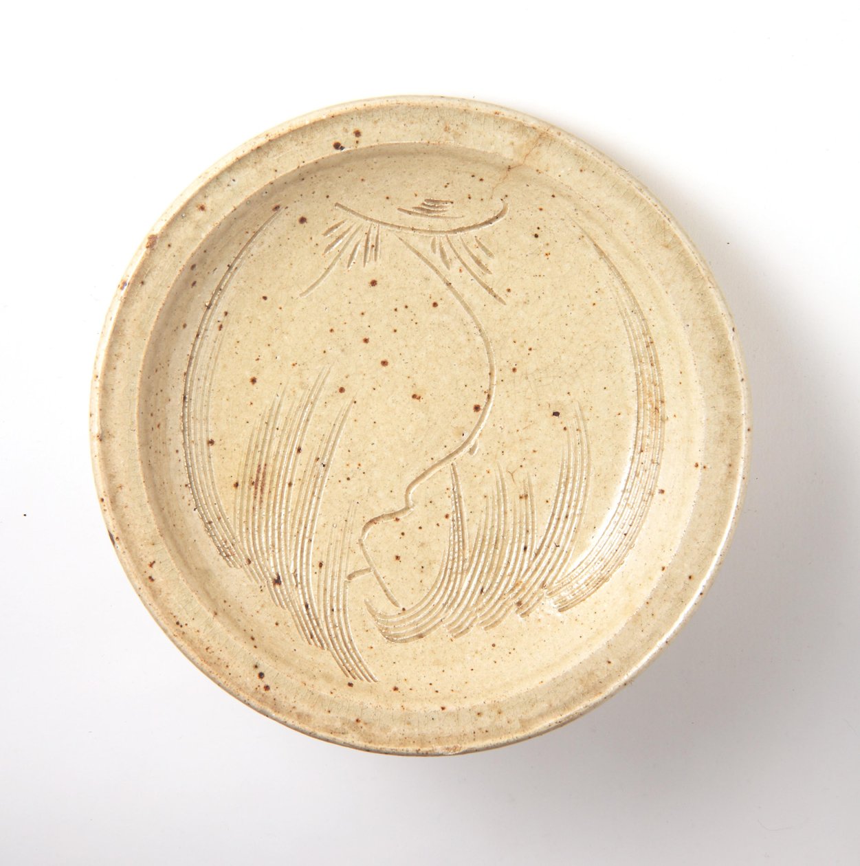 Ciotola con disegno di salice inciso (seto ware) da Japanese School