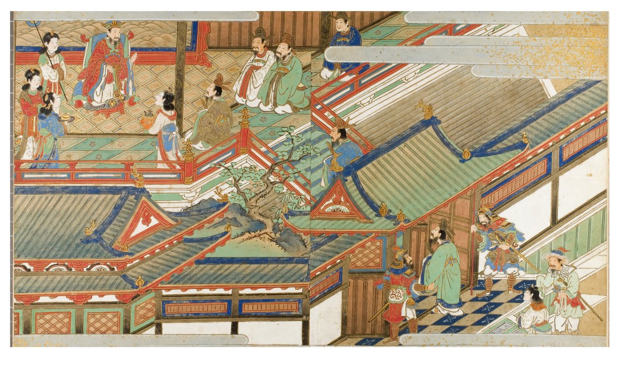 Scena di corte cinese in stile Yamato-e da Japanese School