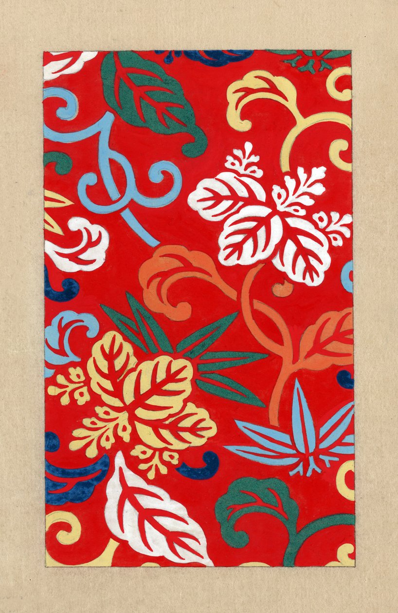 Progetto per tessuto per la realizzazione di kimono utilizzando il metodo Nishike della stampa a blocchi di legno da Japanese School