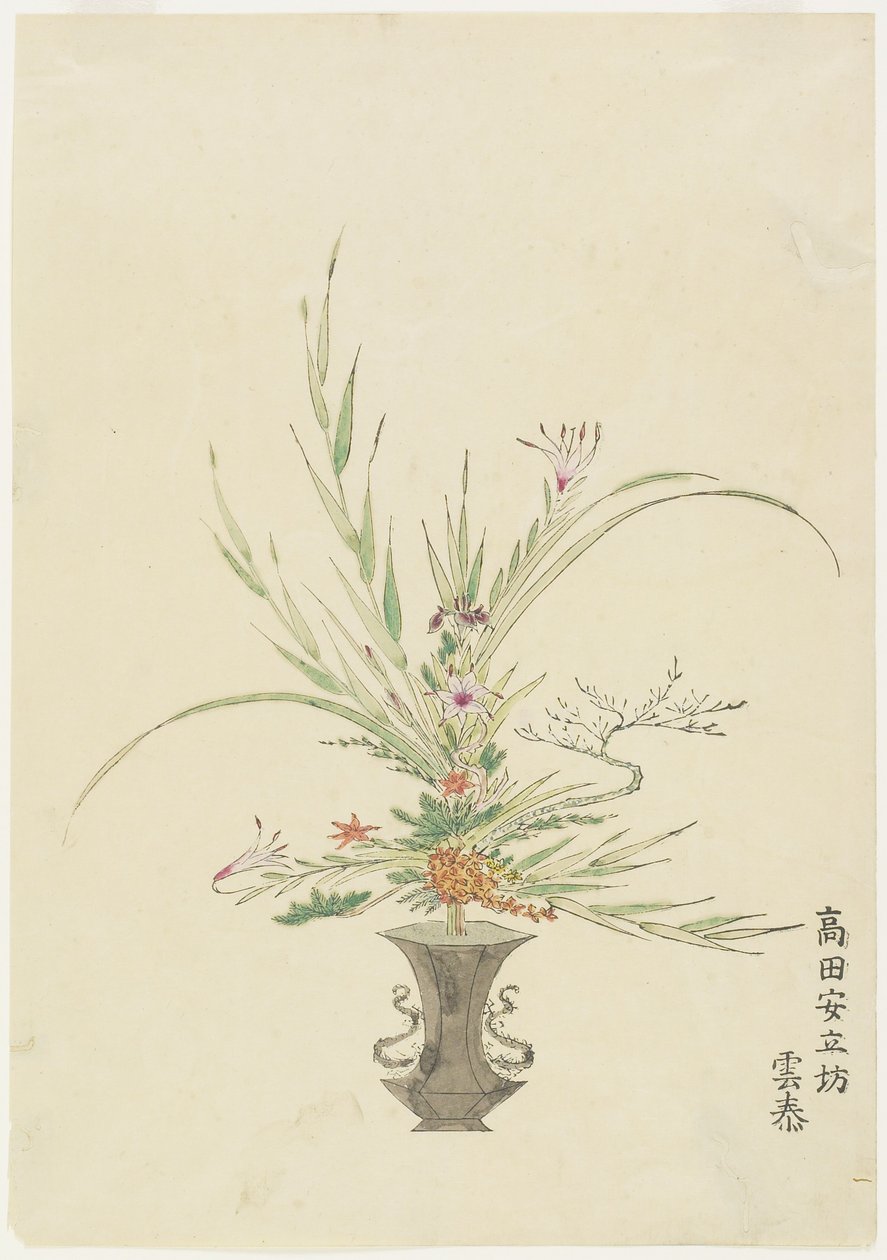 Composizione floreale di Takada Anritsub?; Gigli e campanule da Japanese School