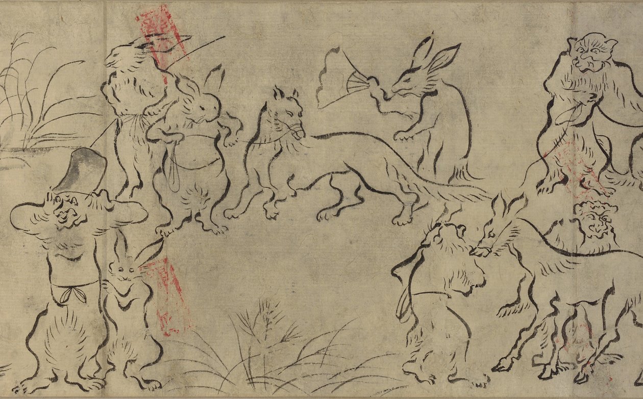 Animali che giocano (Choju Giga) Periodo Muromachi da Japanese School