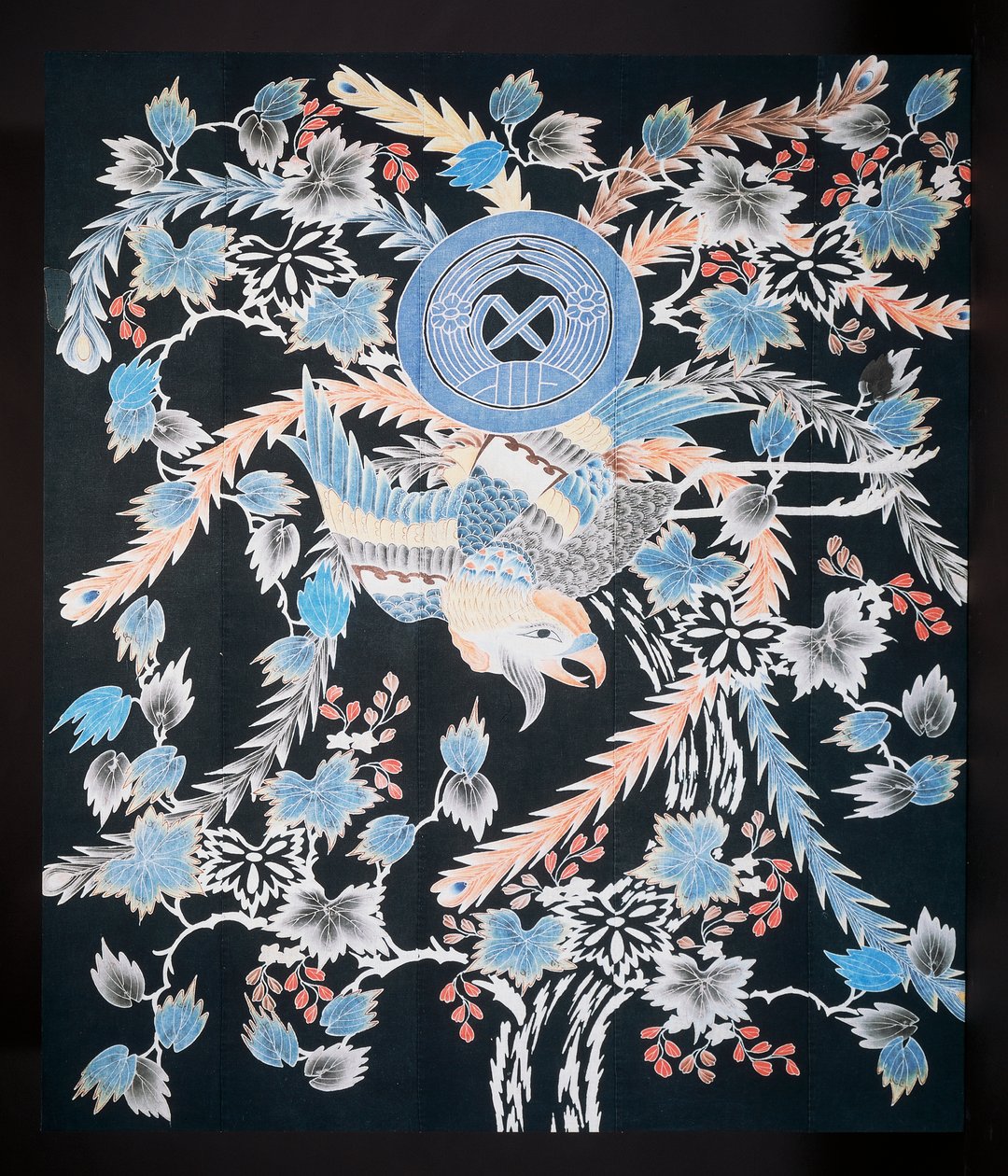 Coperta Futonji con motivi di fenice, paulonia e narcisi da Japanese School