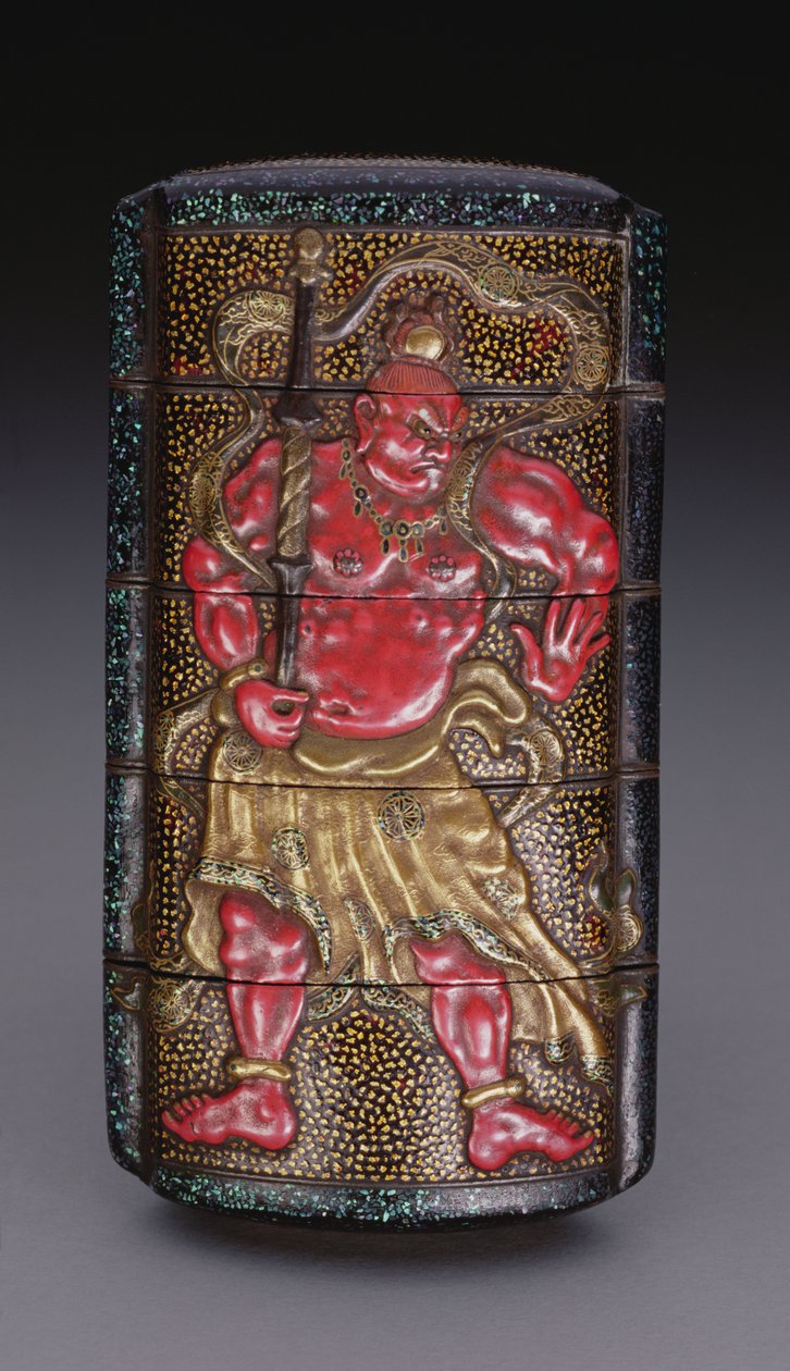 Inro decorato con Nio, periodo Edo (1615-1868) giapponese da Japanese School
