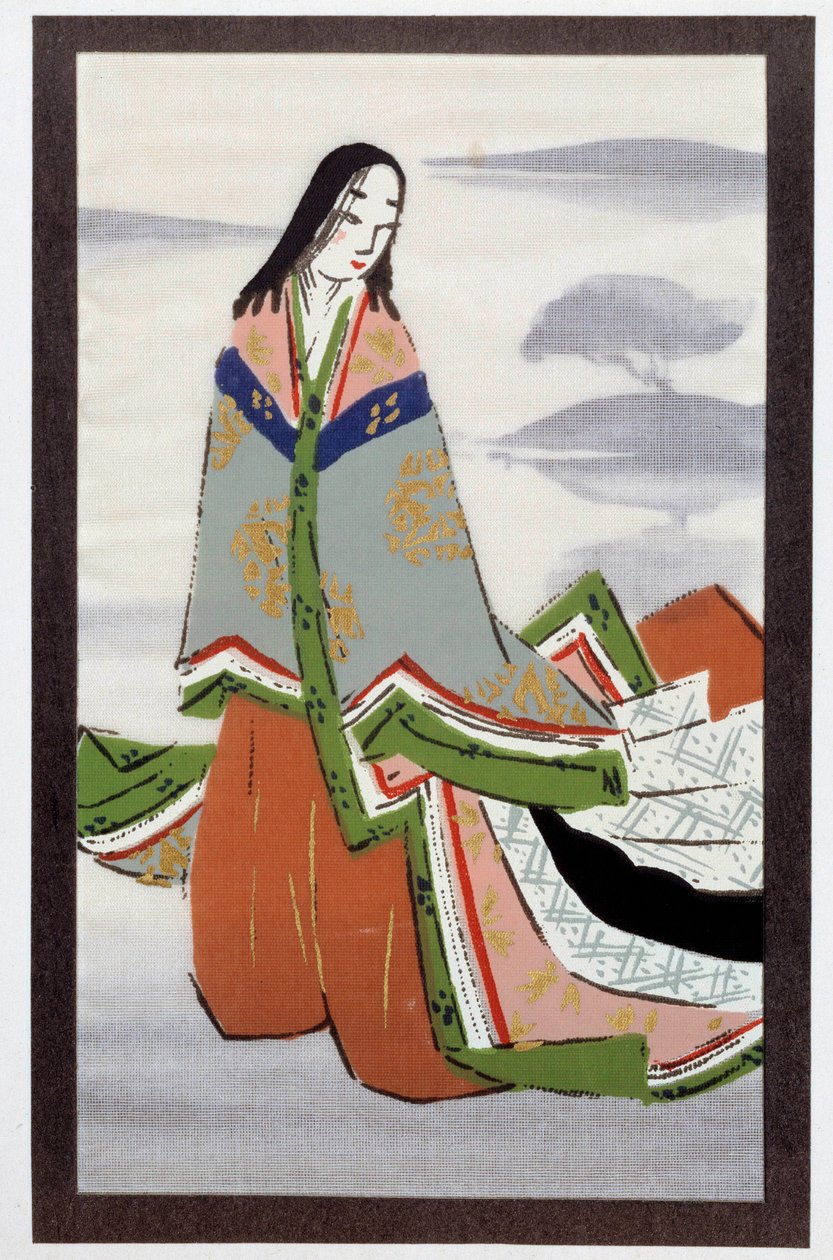 Letteratura giapponese: illustrazione tratta dal capitolo "Suetsumu hana" della storia di Murasaki Shikibu "Il racconto di Genji" (X-XI secolo) XV secolo Collezione privata da Japanese School