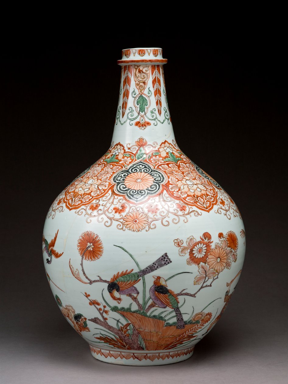 Grande vaso a bottiglia, decorato in Olanda nello stile Imari, Ko-Imari, fine XVII secolo da Japanese School