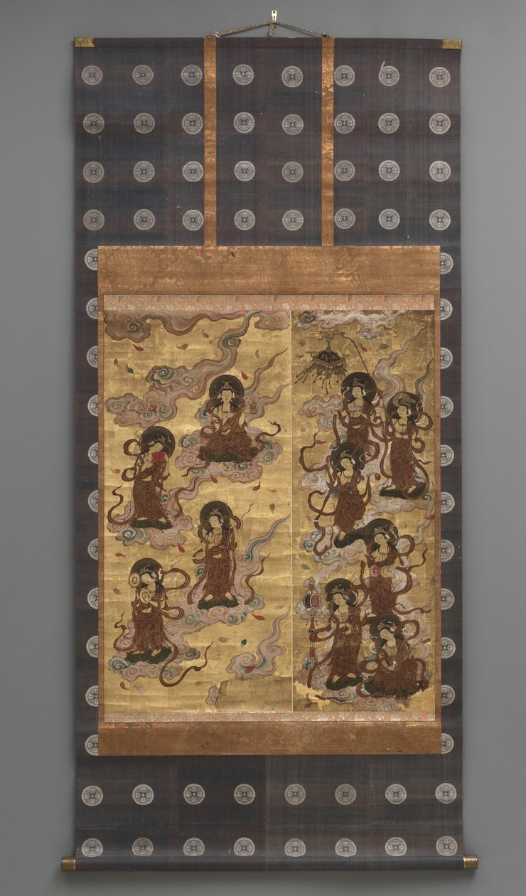Dipinto murale: Discesa di venticinque bodhisattva (attendenti della triade di Amitabha), XVIII secolo da Japanese School