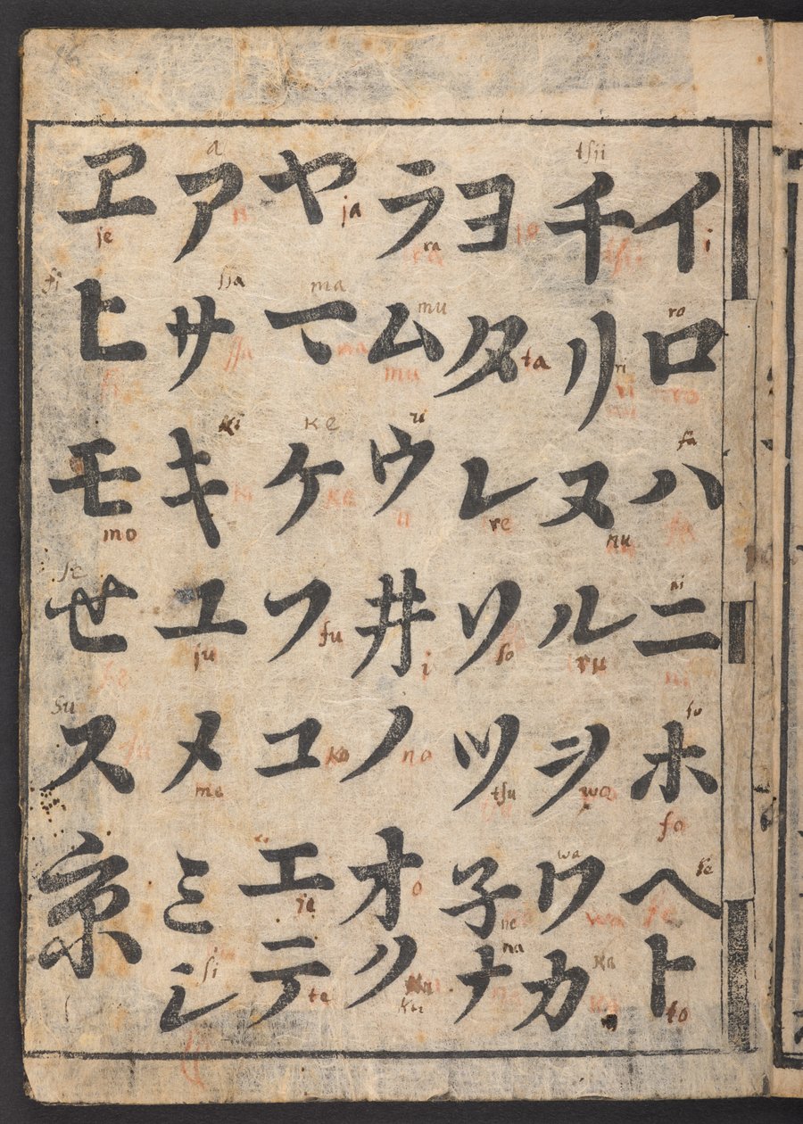 Schichi iroha, che mostra il sillabario katakana da Japanese School