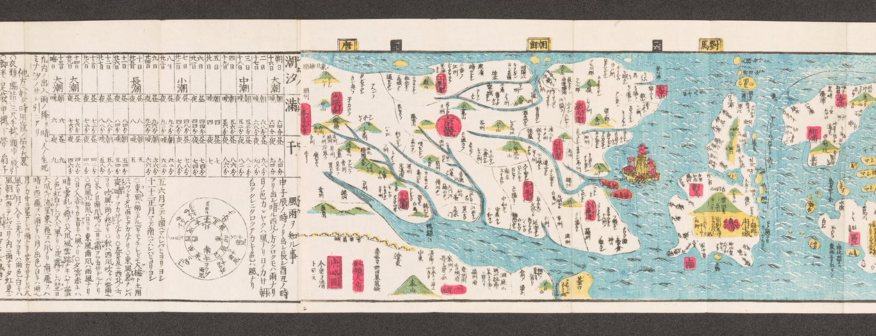 Sezione di una mappa delle strade in Giappone. Dai Nihon koku junro meiki daisei. ["Una mappa chiara e dettagliata delle strade principali del Giappone"] 1850 da Japanese School