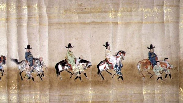 Sesta ambasciata coreana in Giappone a Meireki 1 al tempo della successione di Tokugawa Ietsuna nel 1651, probabilmente di Kano Masunobu (dettaglio) da Japanese School
