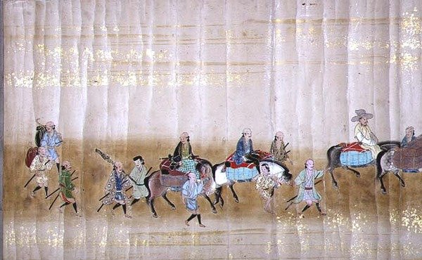Sesta ambasciata coreana in Giappone nel Meireki 1 al momento della successione di Tokugawa Ietsuna nel 1651, probabilmente di Kano Masunobu (dettaglio) da Japanese School