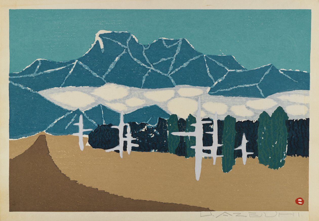 Senza titolo (Paesaggio montano innevato), attribuito a U. Azeuhi da Japanese School