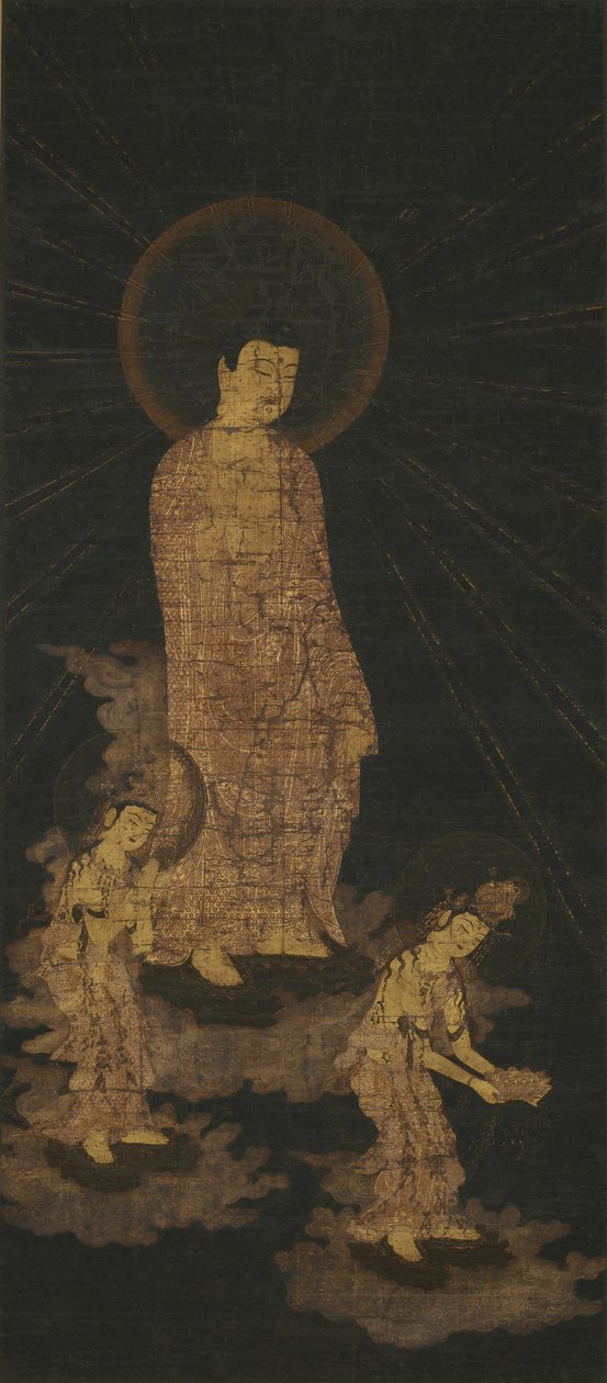Discesa di benvenuto della triade di Amida Buddha da Japanese School