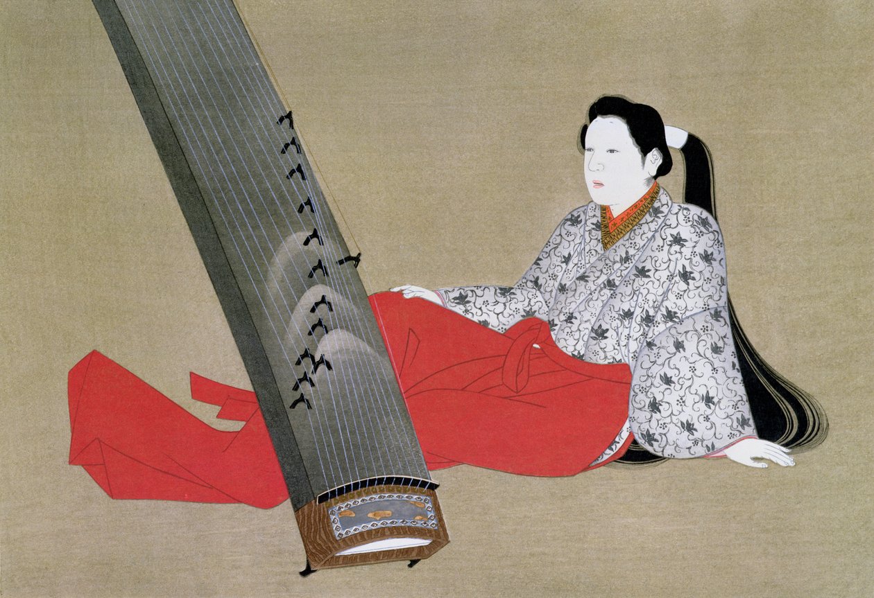 Donna che Suona il Koto, riprodotto nella rivista The Kokka, c.1896-97 da Japanese School